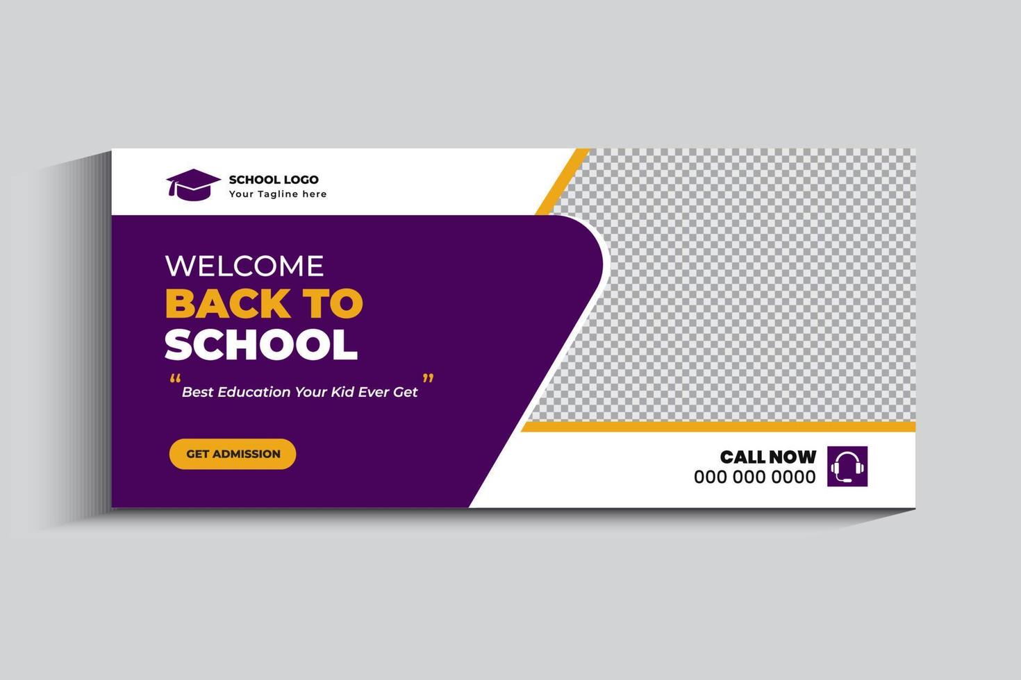 School admission or back to school social media cover and web banner template vector