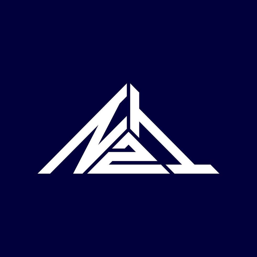 Diseño creativo del logotipo de la letra nzi con gráfico vectorial, logotipo simple y moderno de nzi en forma de triángulo. vector