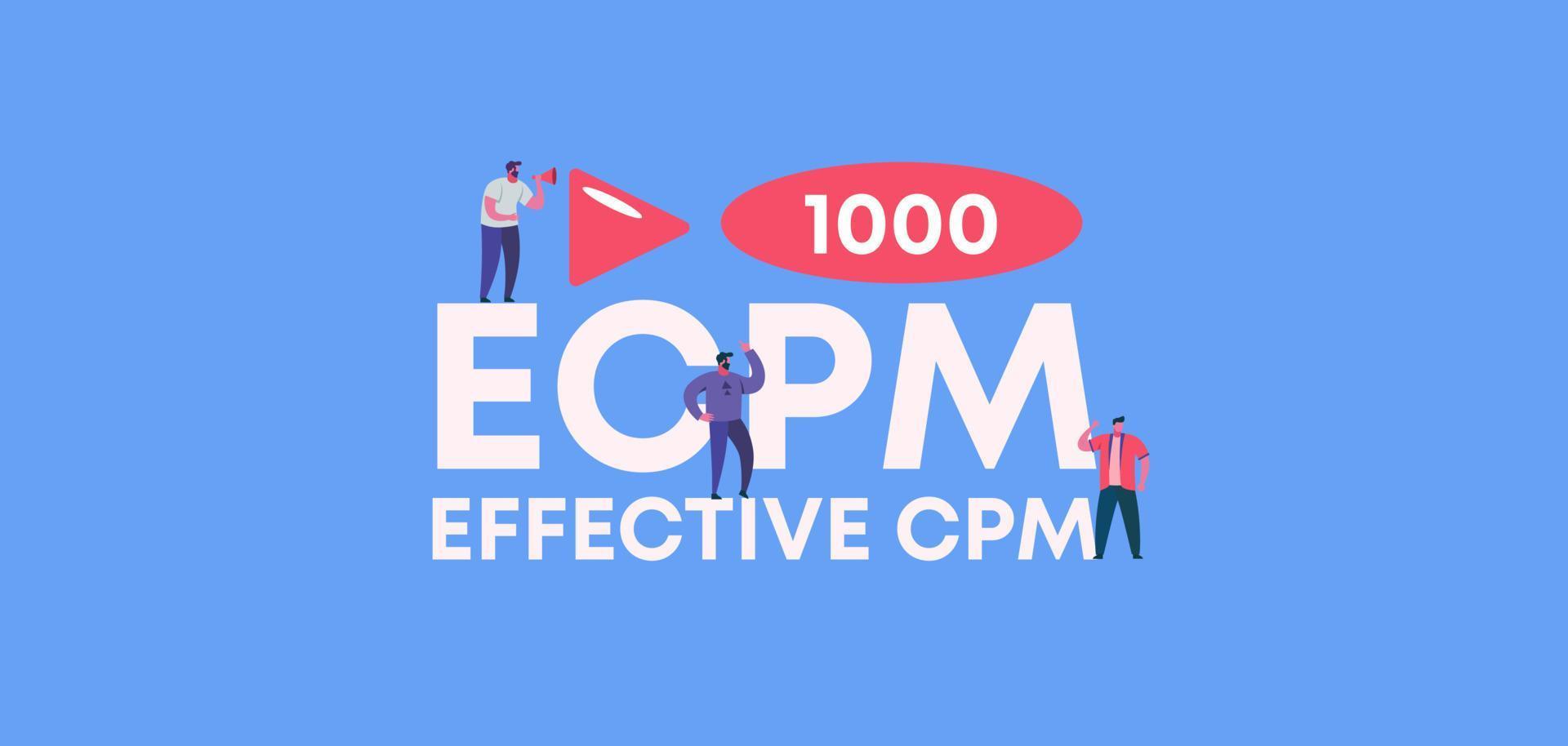 ECPM effective cpm. Distribution corporate business of technology profitable trade and successful financial income. vector