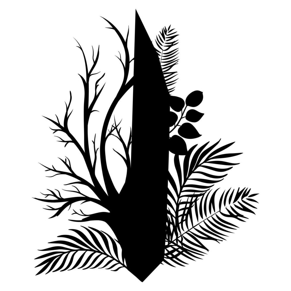 Silhouette of tree, floral, leaf, and branch design vector