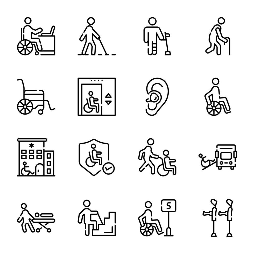 Pack of Accessibility Outline Icons vector