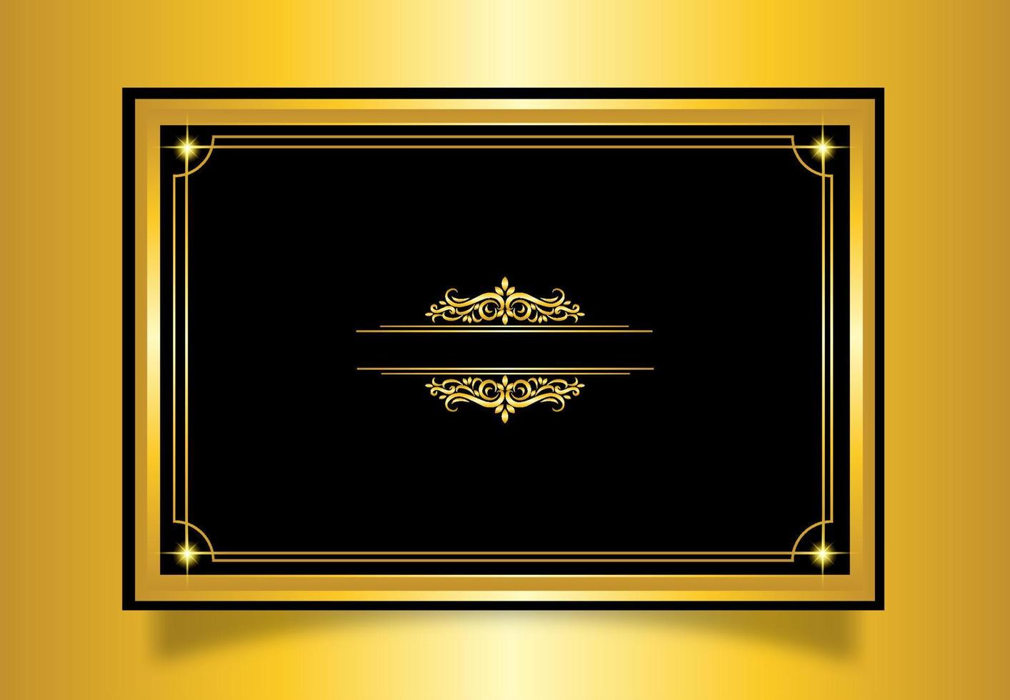 luxury golden frame with title name floral ornament vector