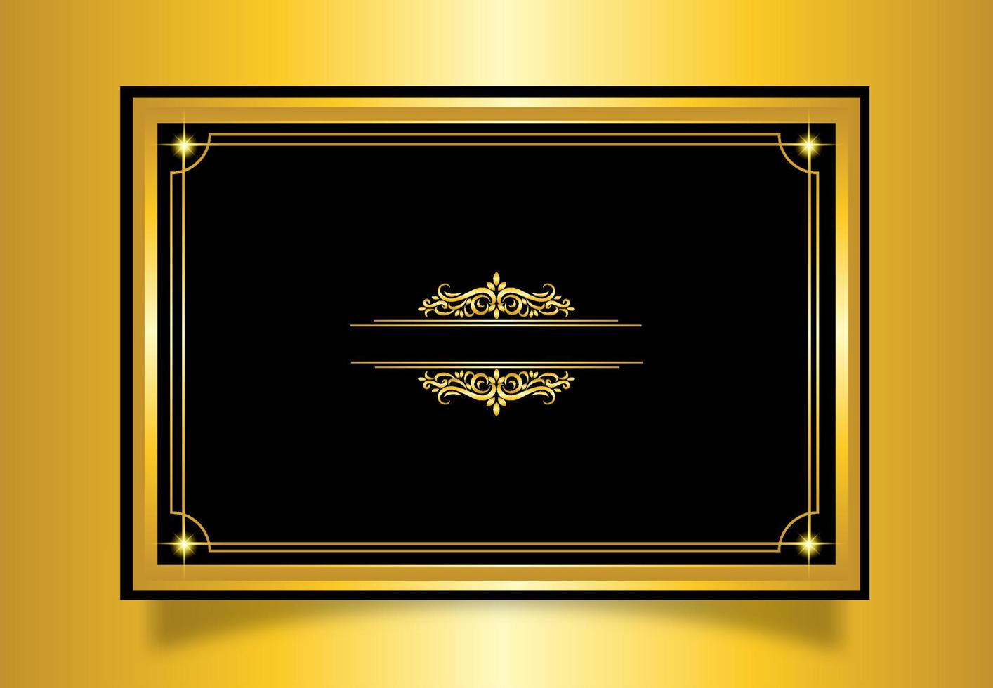 luxury golden frame with title name floral ornament vector