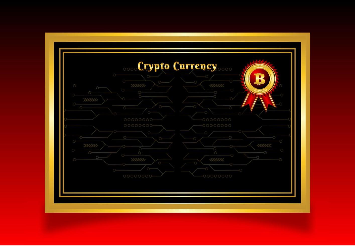 luxury golden frame cryptocurrency certificate vector