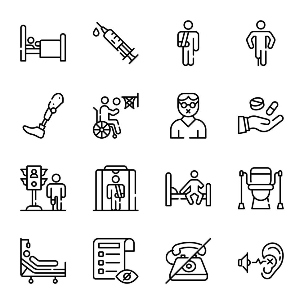 Pack of Impairment Outline Icons vector