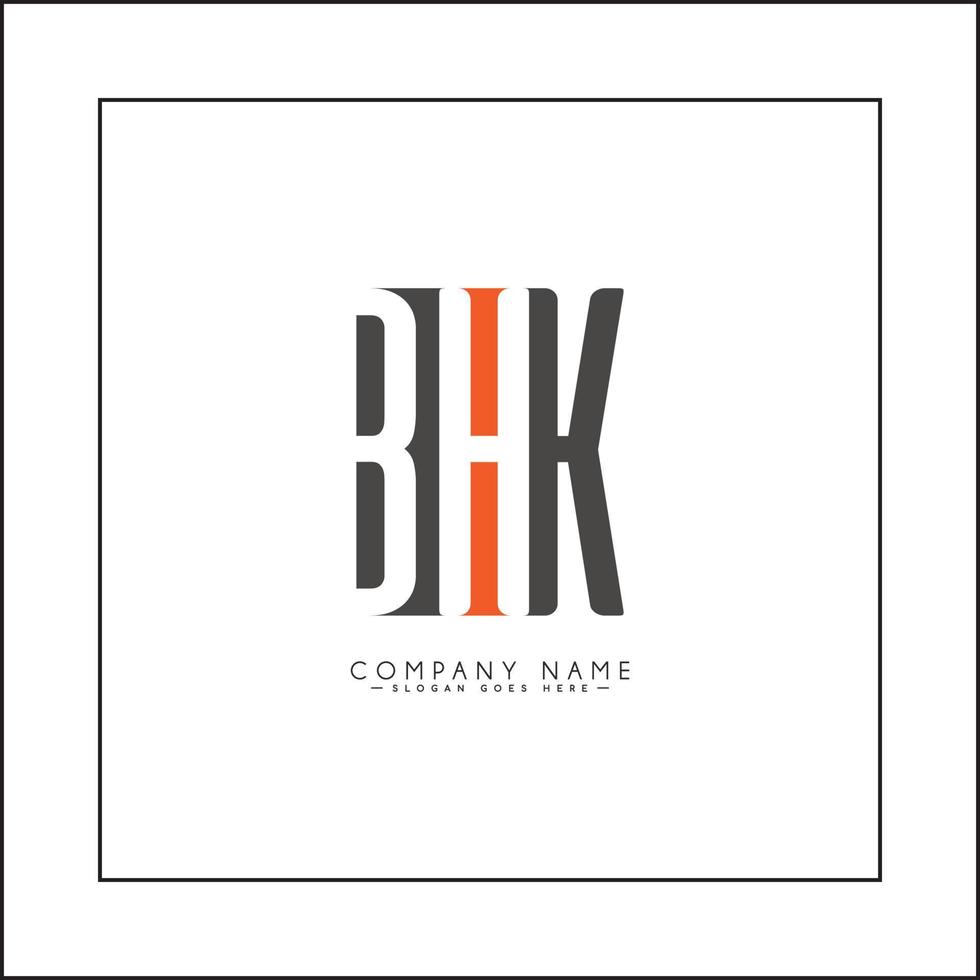 Initial Letter BHK Logo - Minimal Business Logo for Alphabet B, H and K vector