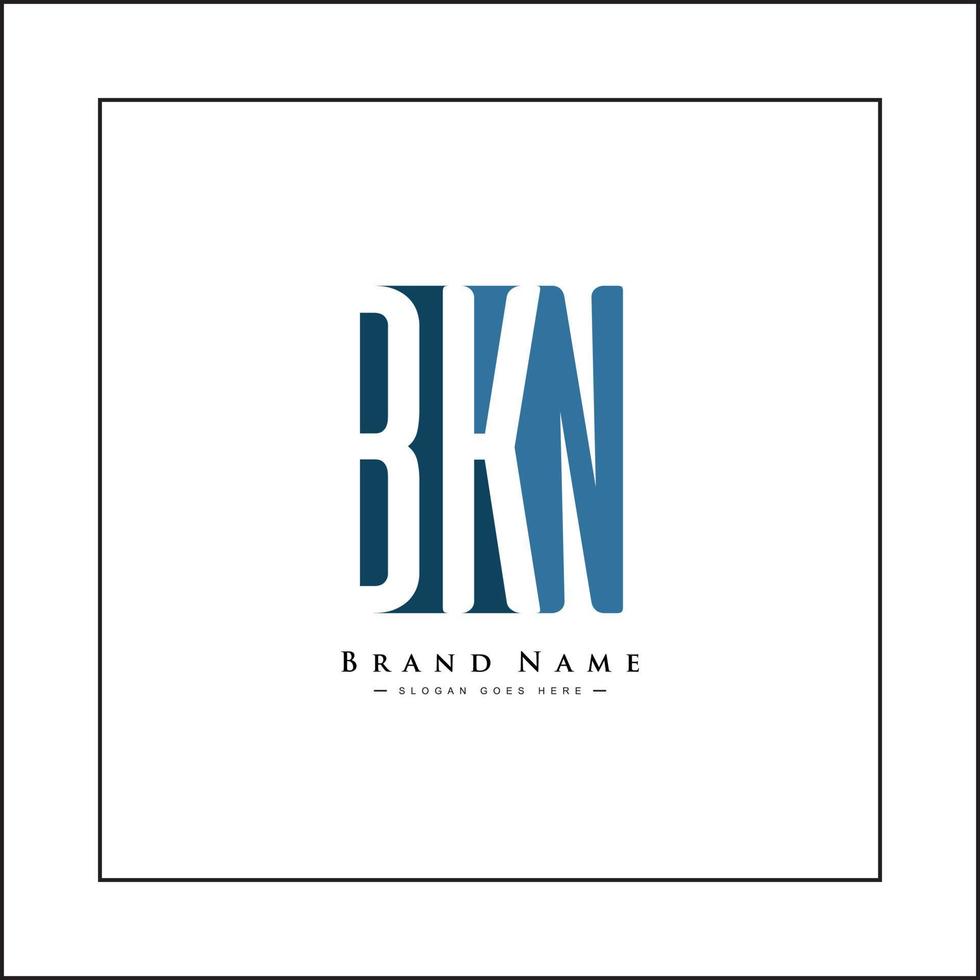 logotipo comercial mínimo para el alfabeto bkn - letra inicial b, k y n vector