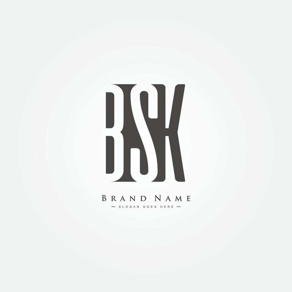 Initial Letter BSK Logo - Simple Business Logo for Alphabet B, S and K vector