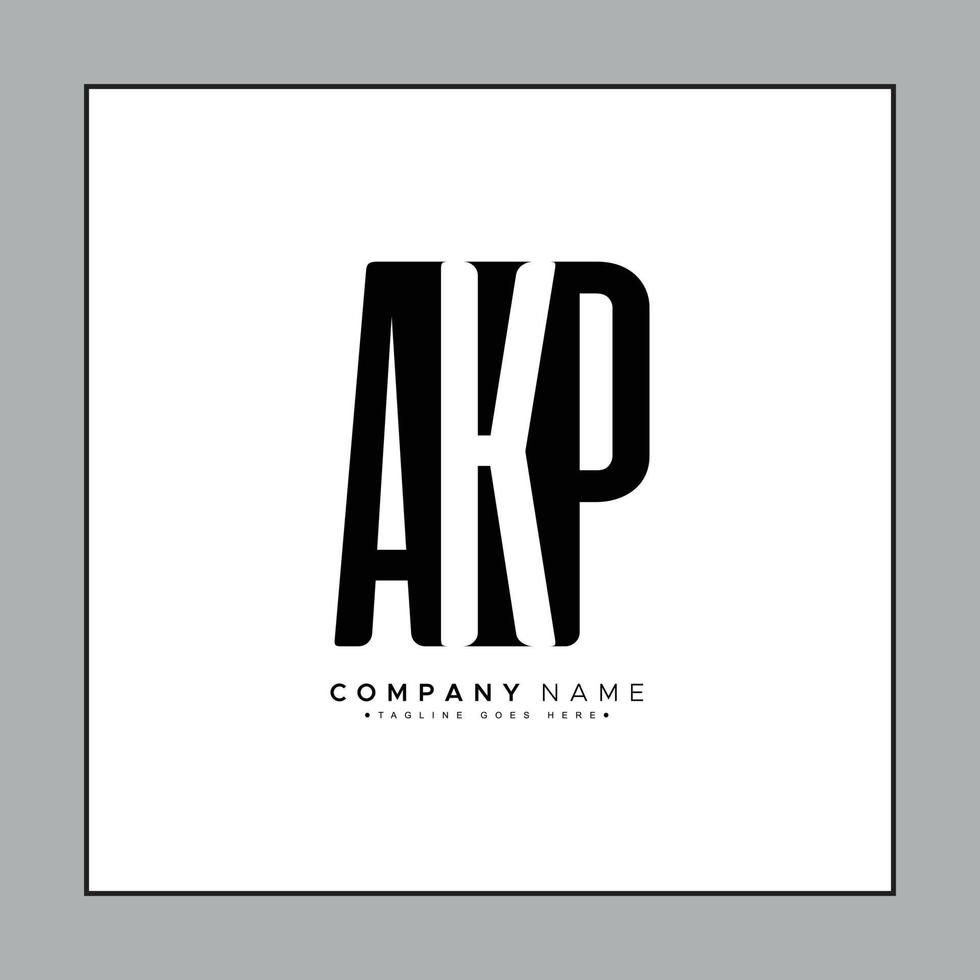 logotipo comercial mínimo para el alfabeto akp - letra inicial a, k y p vector