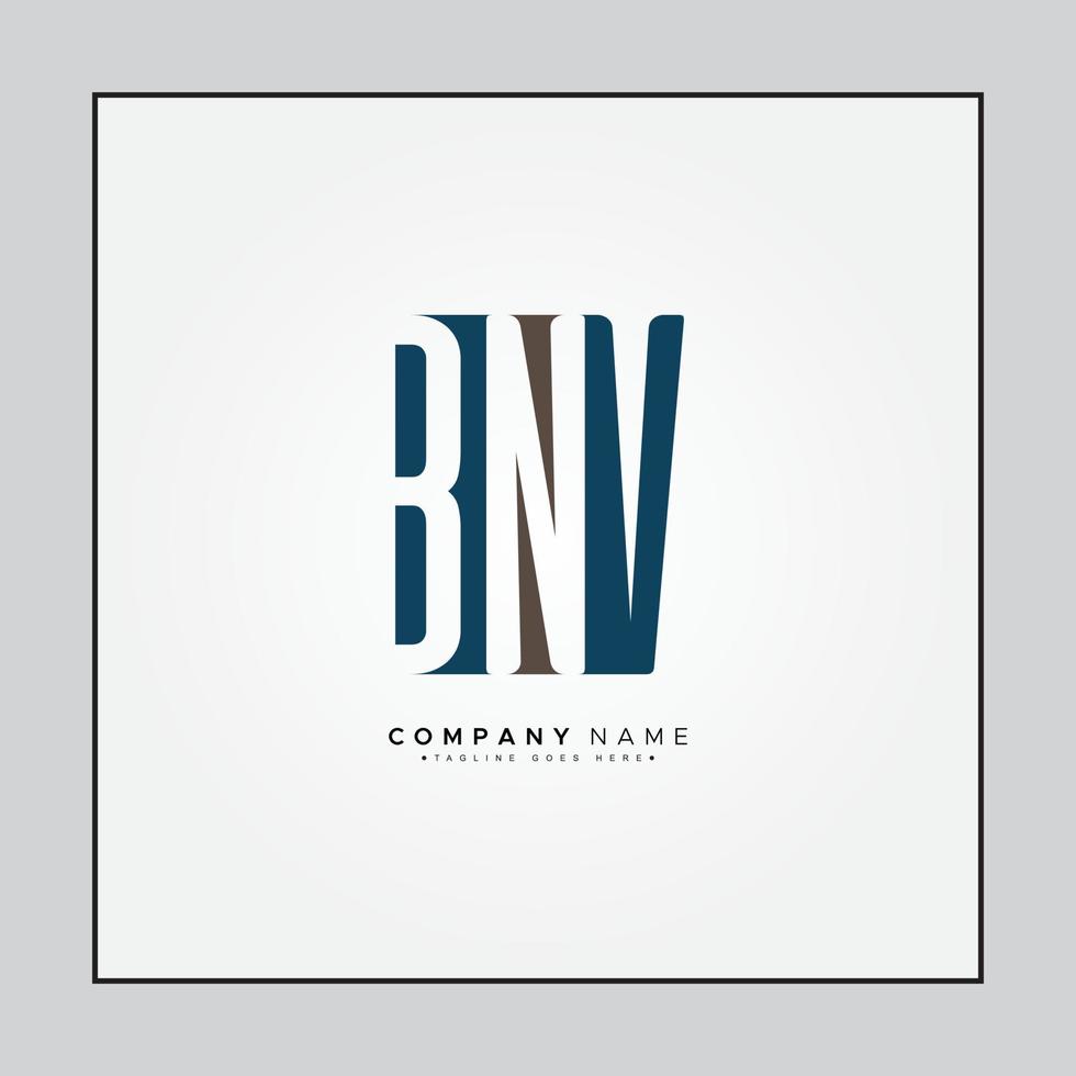 logotipo de letra inicial bnv - logotipo de empresa mínimo para el alfabeto b, n y v vector