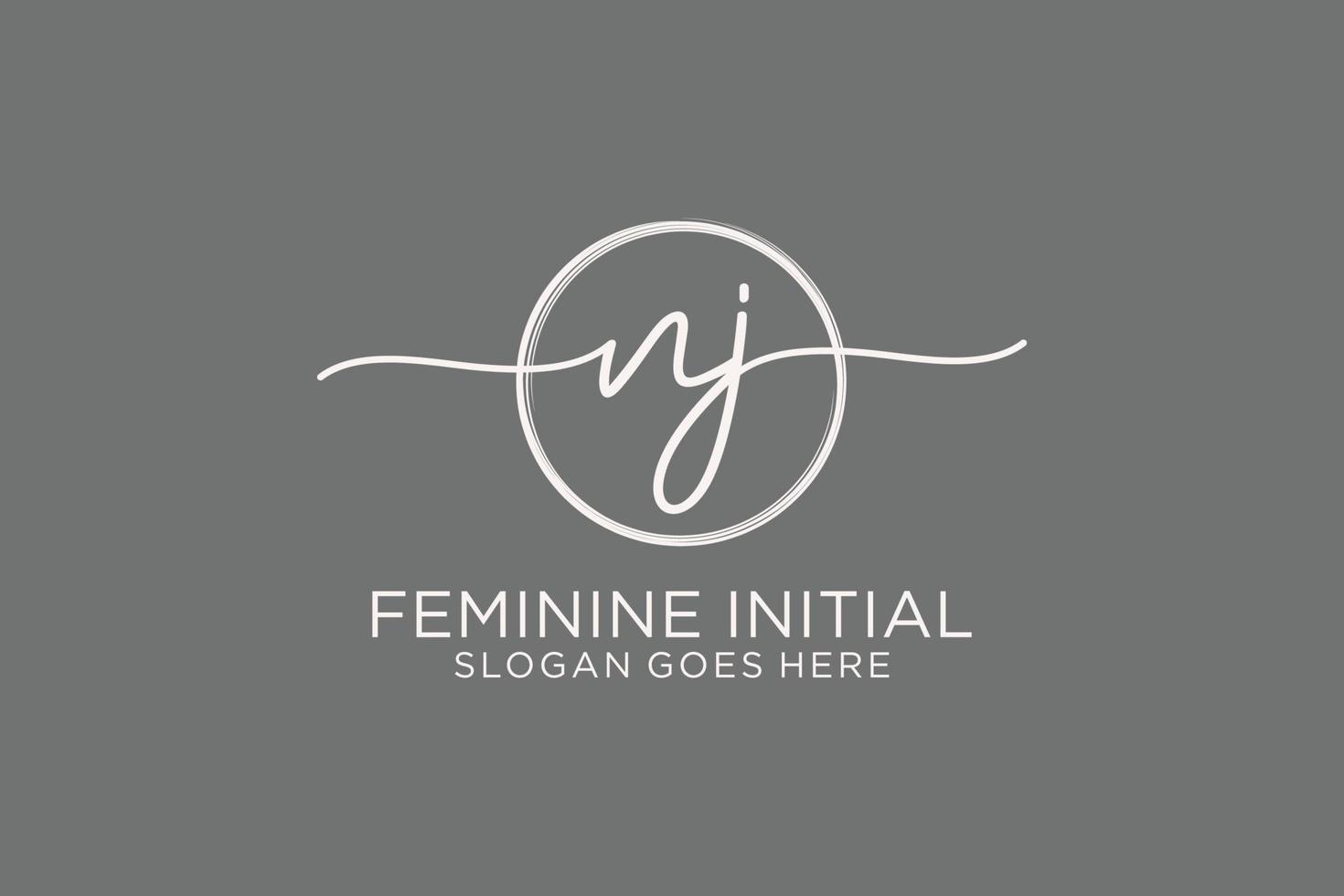 Initial NJ handwriting logo with circle template vector logo of initial signature, wedding, fashion, floral and botanical with creative template.