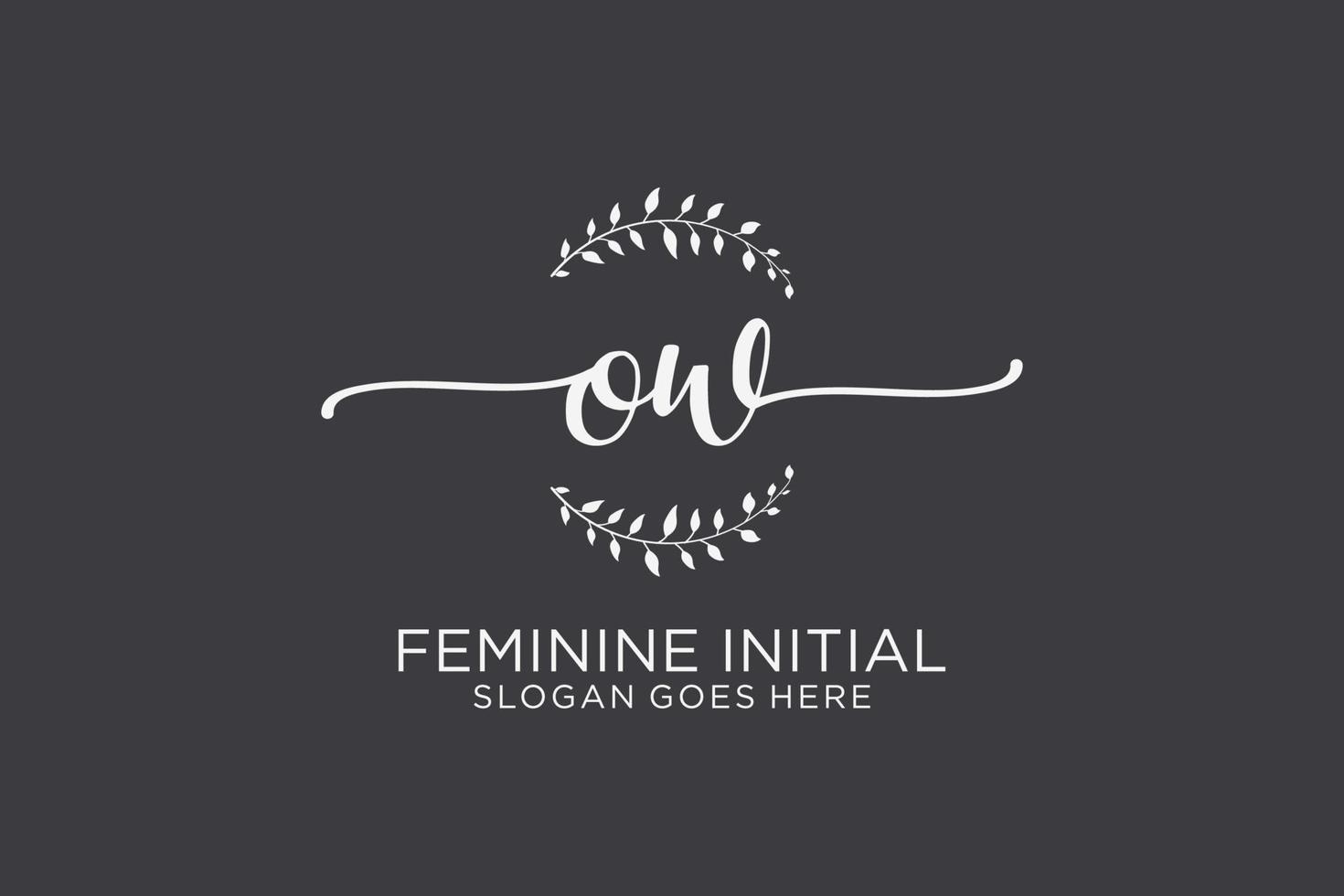 Initial OW beauty monogram and elegant logo design handwriting logo of initial signature, wedding, fashion, floral and botanical with creative template. vector