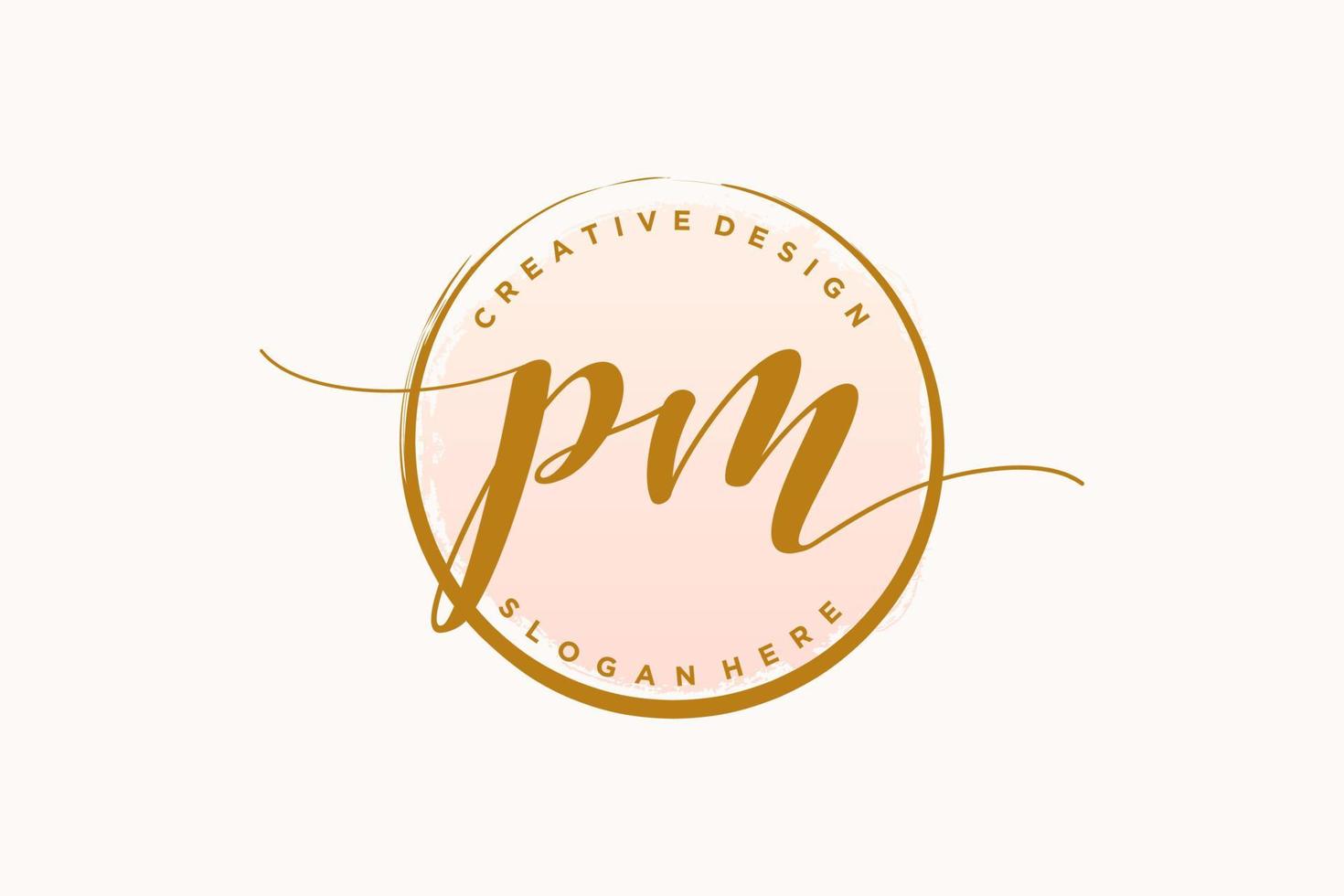 Initial PM handwriting logo with circle template vector signature, wedding, fashion, floral and botanical with creative template.