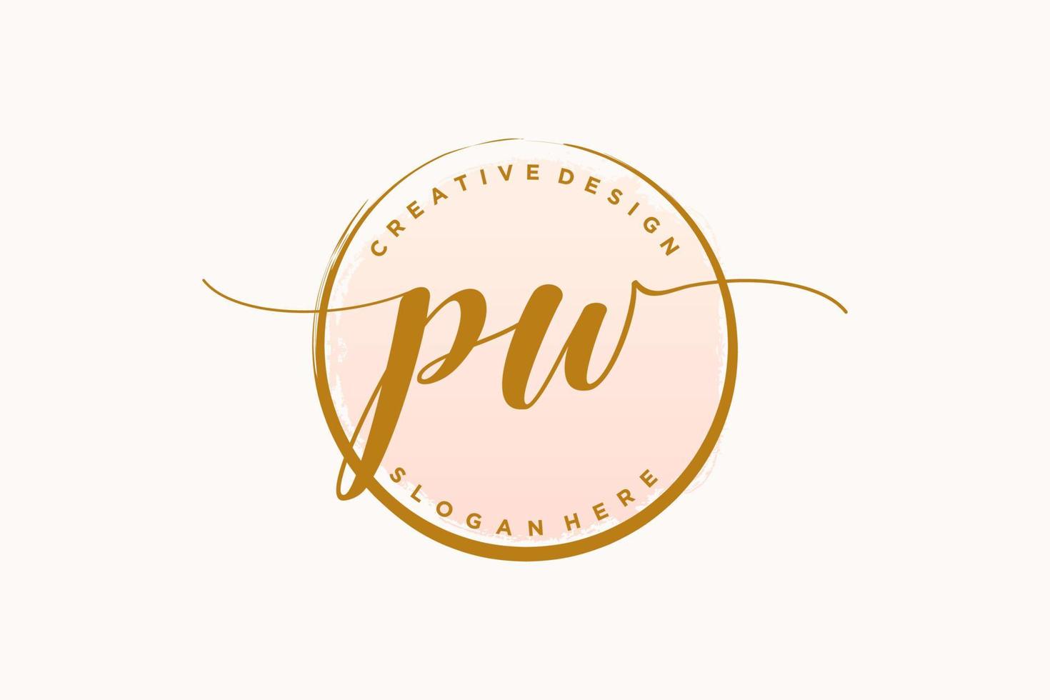 Initial PW handwriting logo with circle template vector signature, wedding, fashion, floral and botanical with creative template.