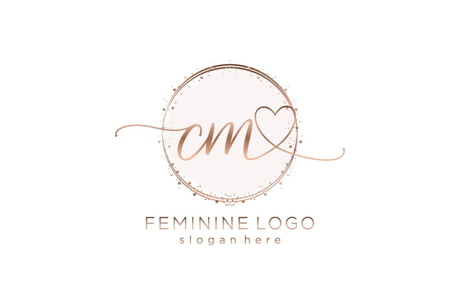 Initial CM handwriting logo with circle template vector logo of initial wedding, fashion, floral and botanical with creative template.