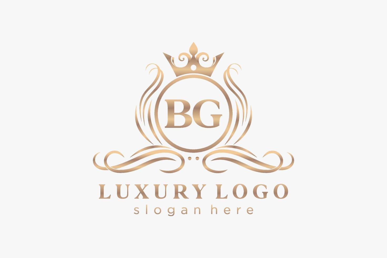 Initial BG Letter Royal Luxury Logo template in vector art for Restaurant, Royalty, Boutique, Cafe, Hotel, Heraldic, Jewelry, Fashion and other vector illustration.