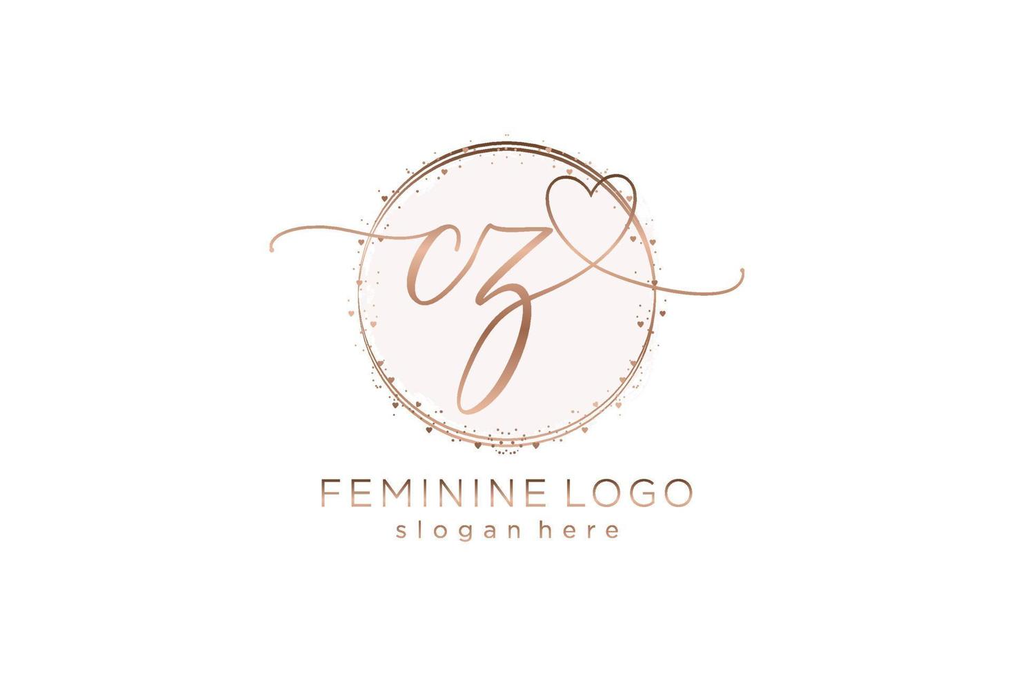 Initial CZ handwriting logo with circle template vector logo of initial wedding, fashion, floral and botanical with creative template.