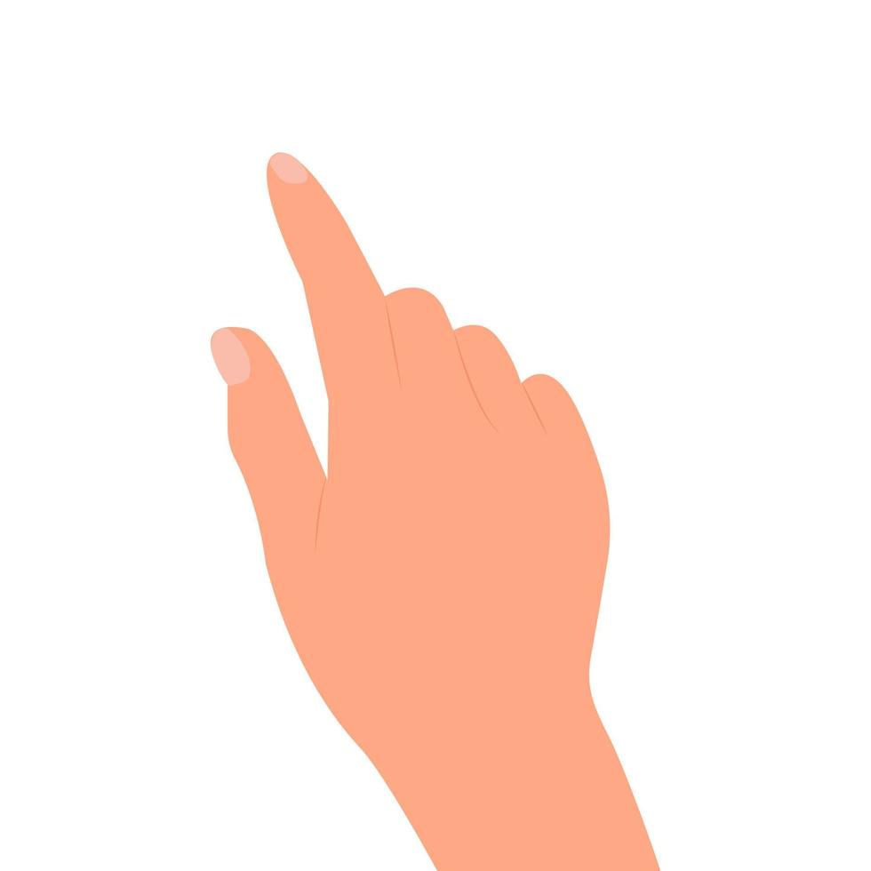 señalar con la mano. el dedo toca la pantalla o muestra algo. ilustración vectorial aislado sobre fondo blanco vector