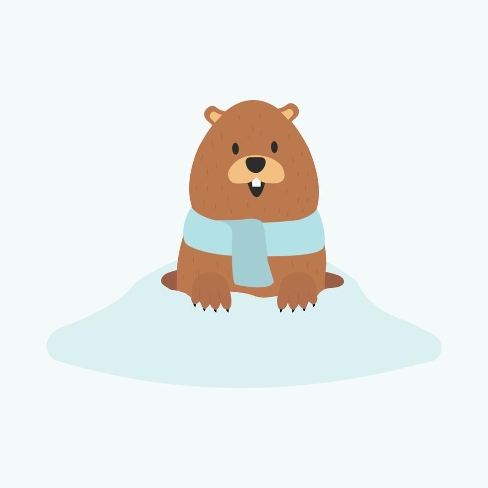 Happy Groundhog Day. Weather forecast with cute groundhog vector. vector