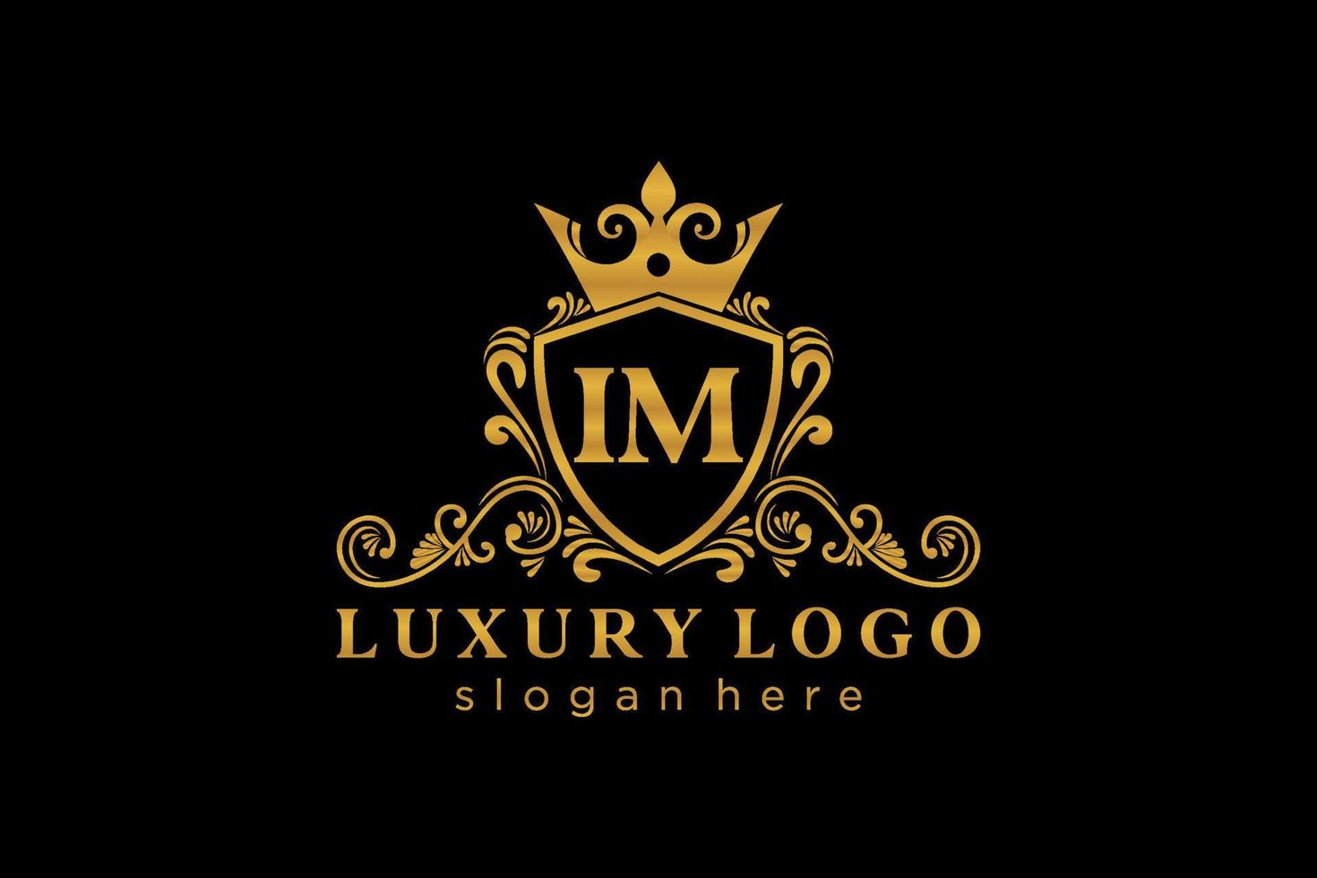 Initial IM Letter Royal Luxury Logo template in vector art for Restaurant, Royalty, Boutique, Cafe, Hotel, Heraldic, Jewelry, Fashion and other vector illustration.