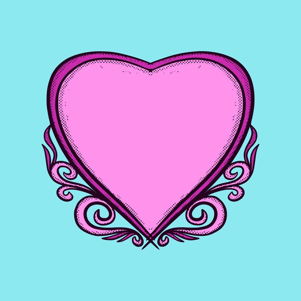 Love pink Illustration hand drawn cartoon colorful vintage style vector