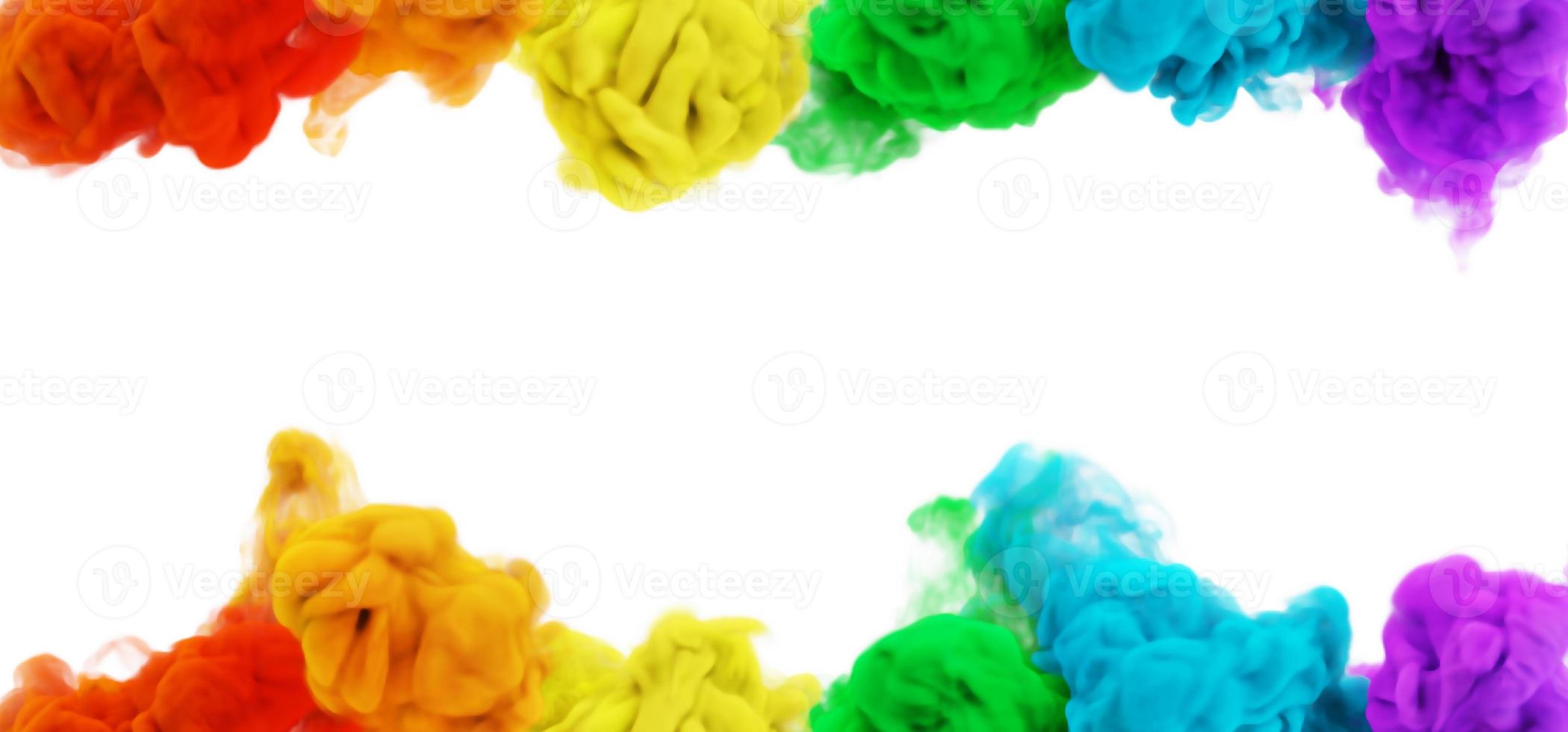 rainbow color rame of puffs of magic fog or smoke photo