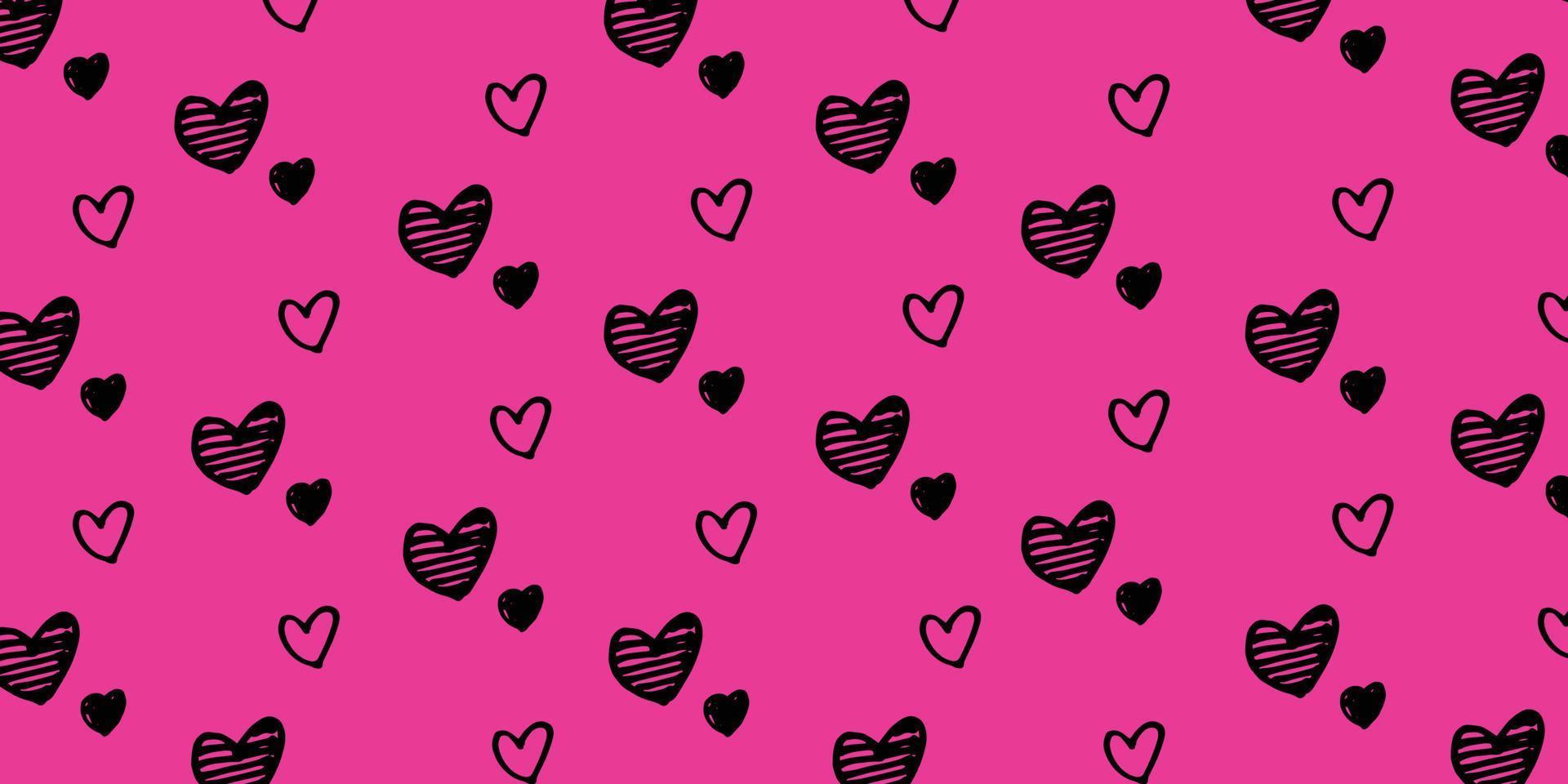 background with cute hand drawn heart illustration for valentine's day and love theme vector