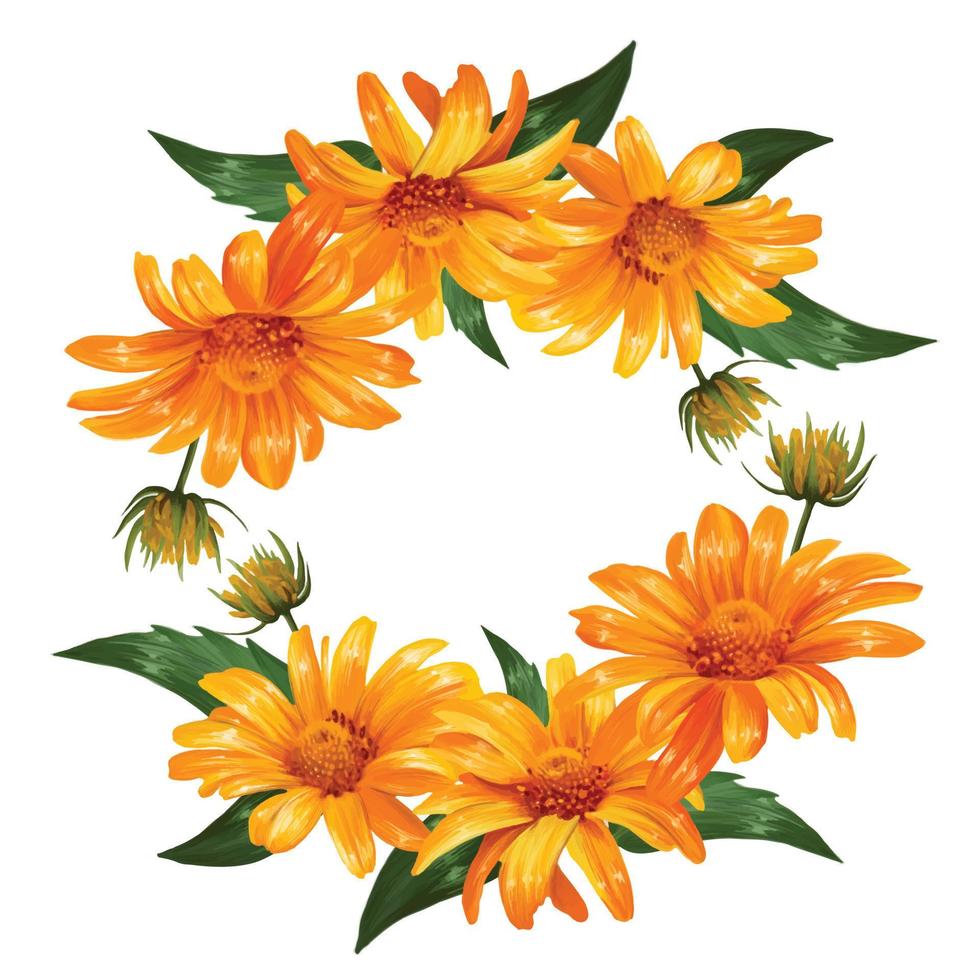 floral frame of yellow daisies vector