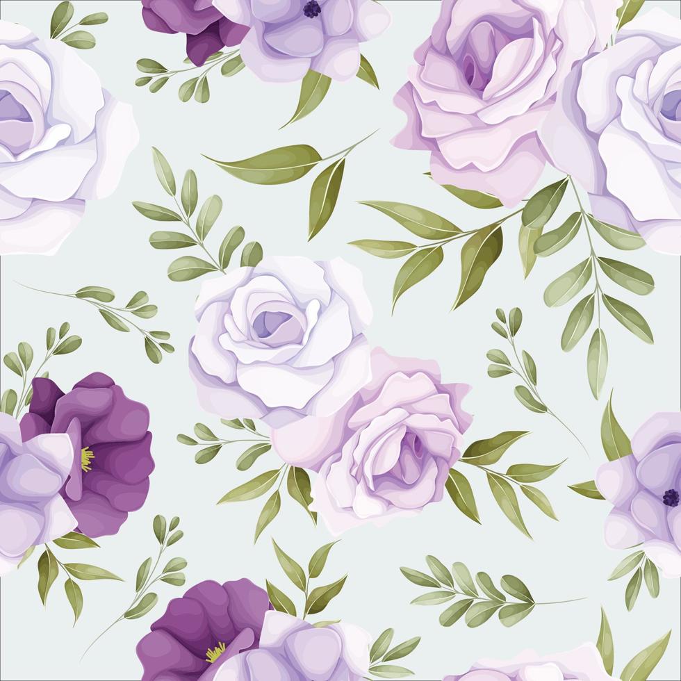 elegant floral seamless pattern with beautiful purple flower vector