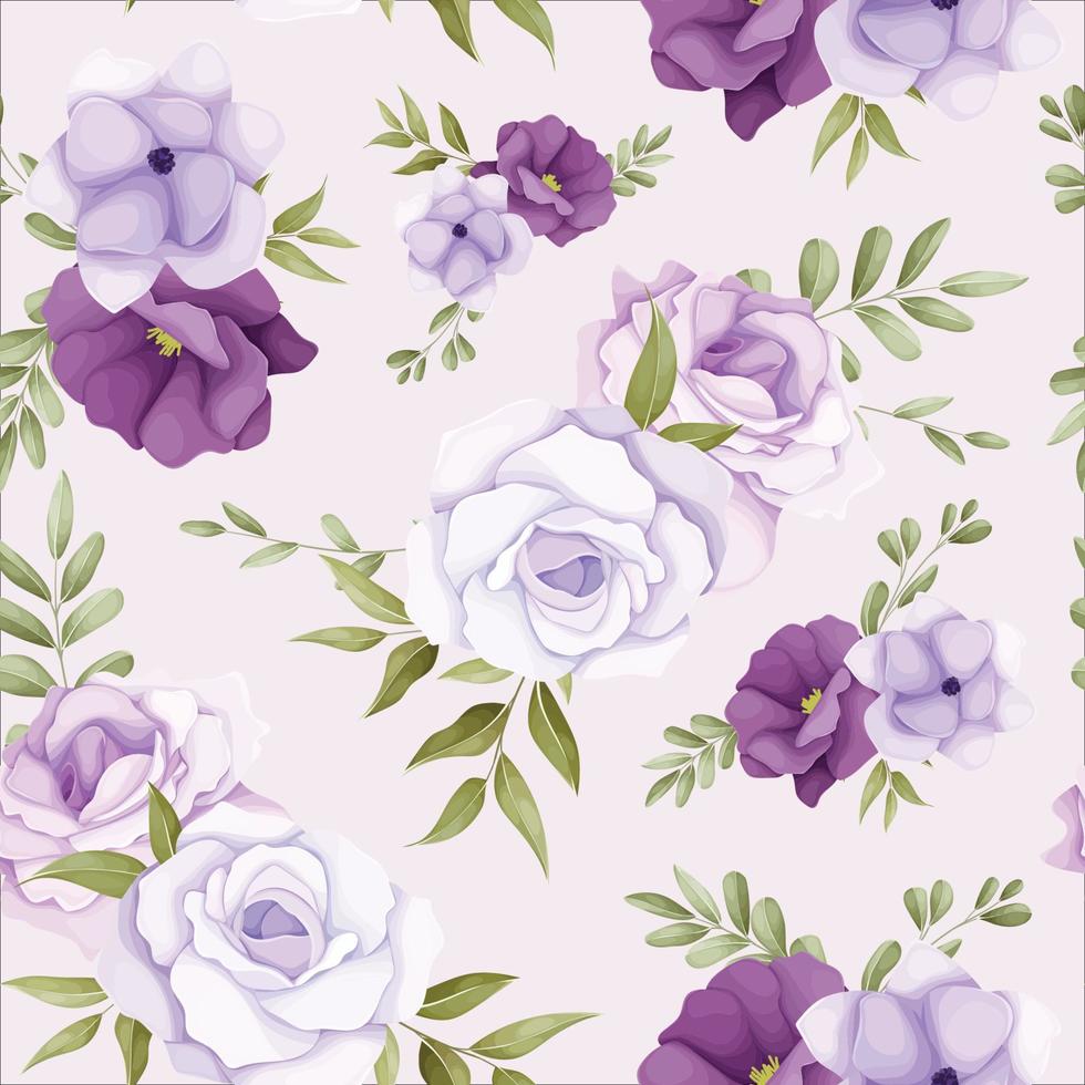 elegant floral seamless pattern with beautiful purple flower vector