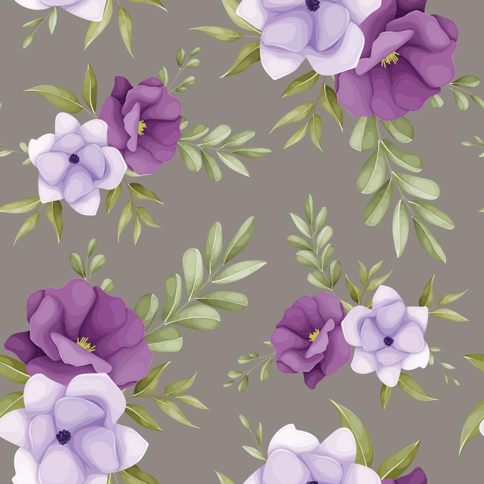elegant floral seamless pattern with beautiful purple flower vector