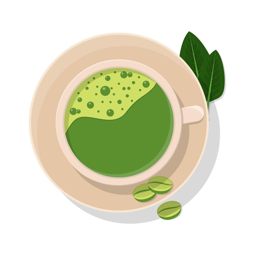 ilustración de vista superior de taza de café verde vector