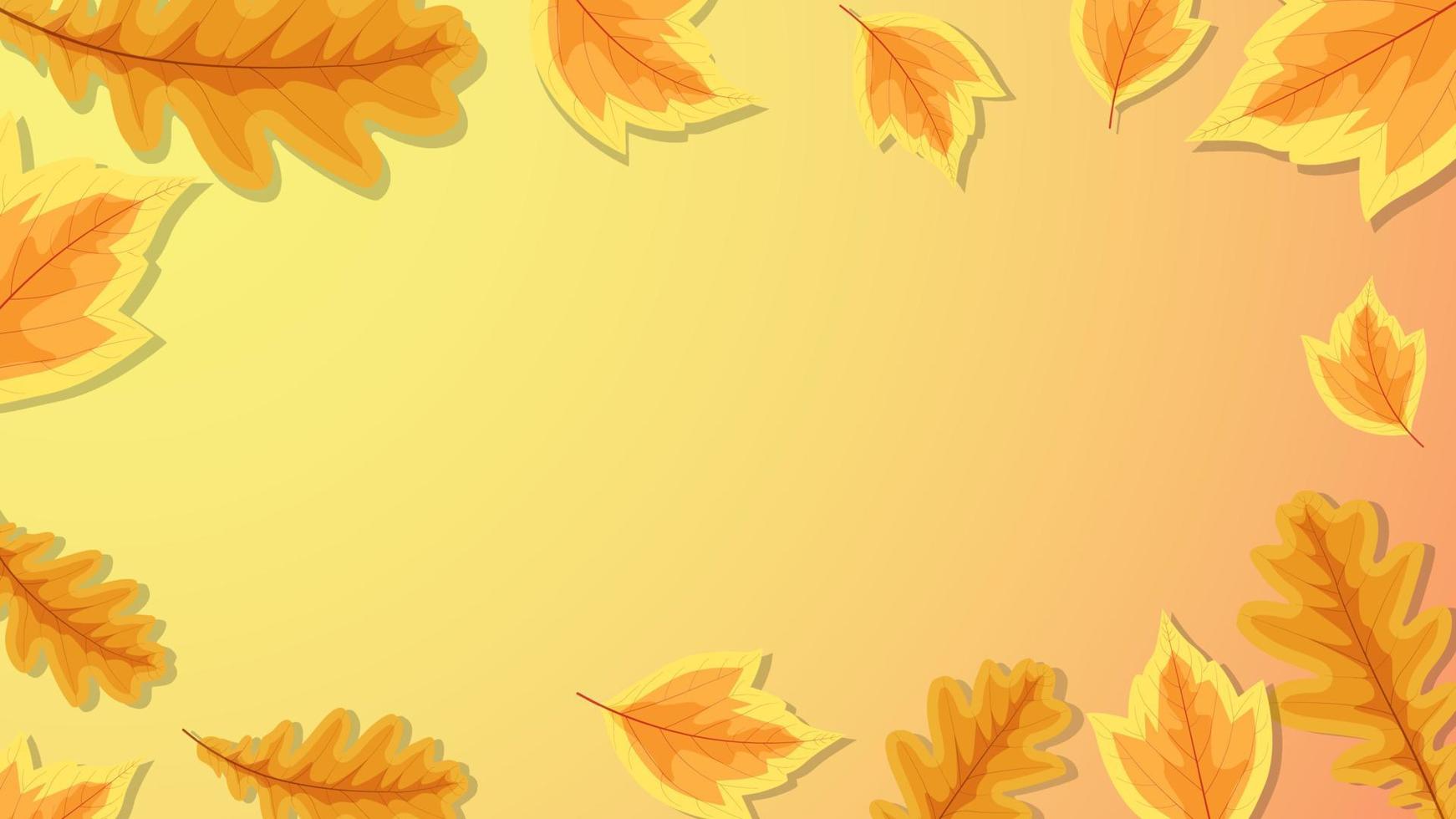 Light autumn background with yellowed leaves vector