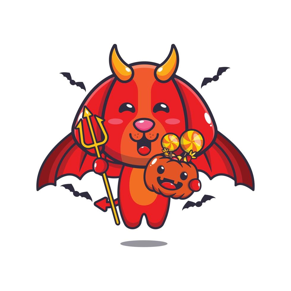 Cute devil dog in halloween day. Cute halloween cartoon illustration. vector