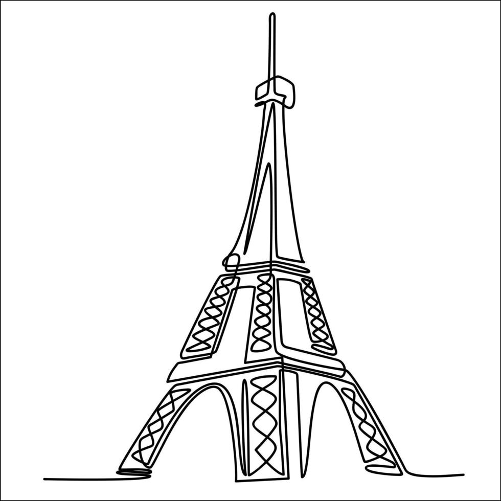 eiffel en un dibujo de línea continua vector