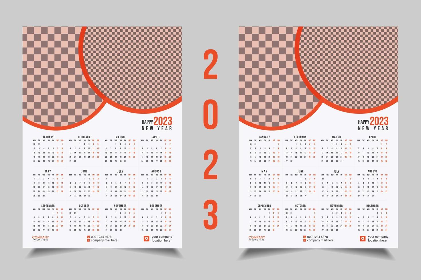 2023 1 page wall calendar design vector