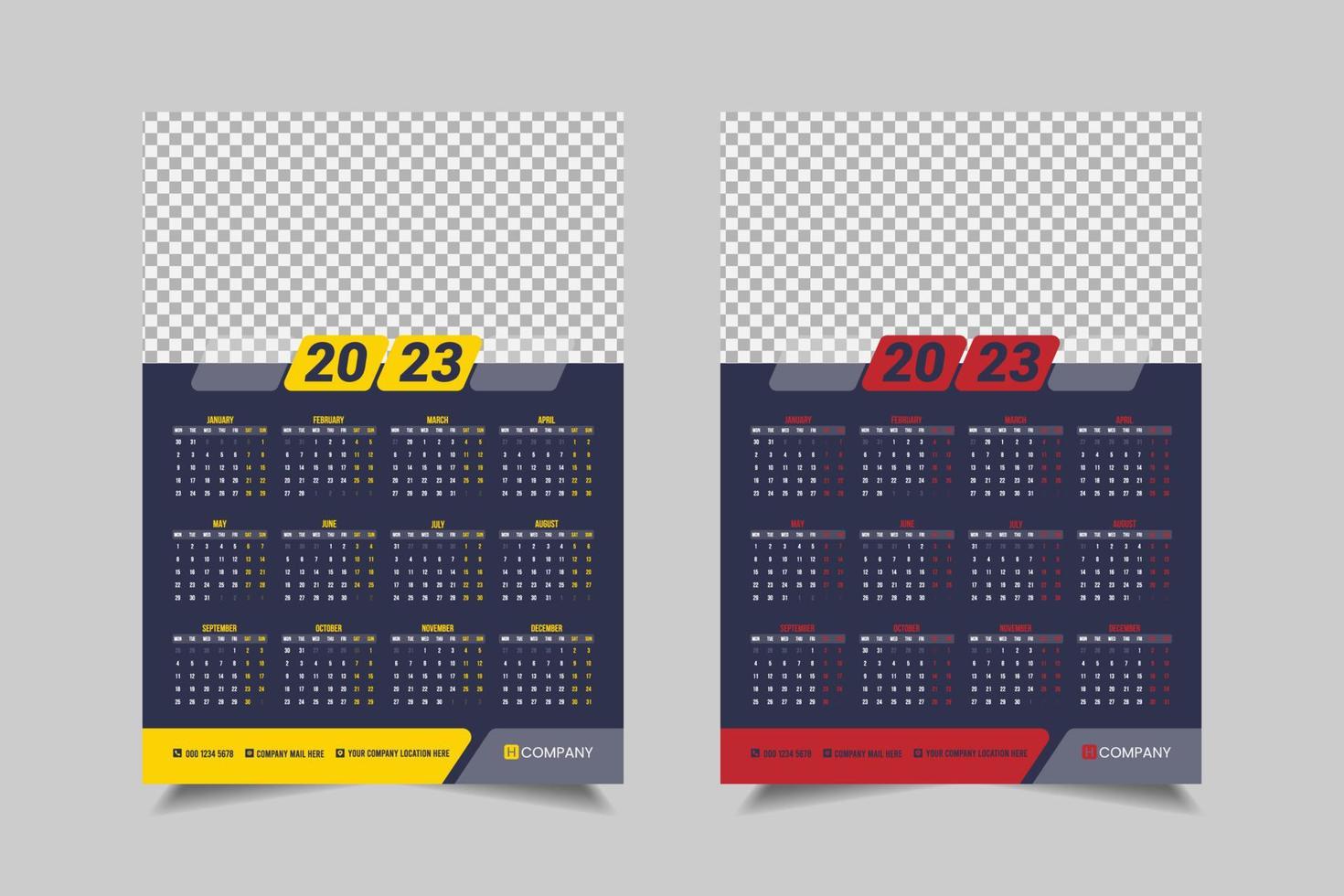 2023 1 page wall calendar design vector