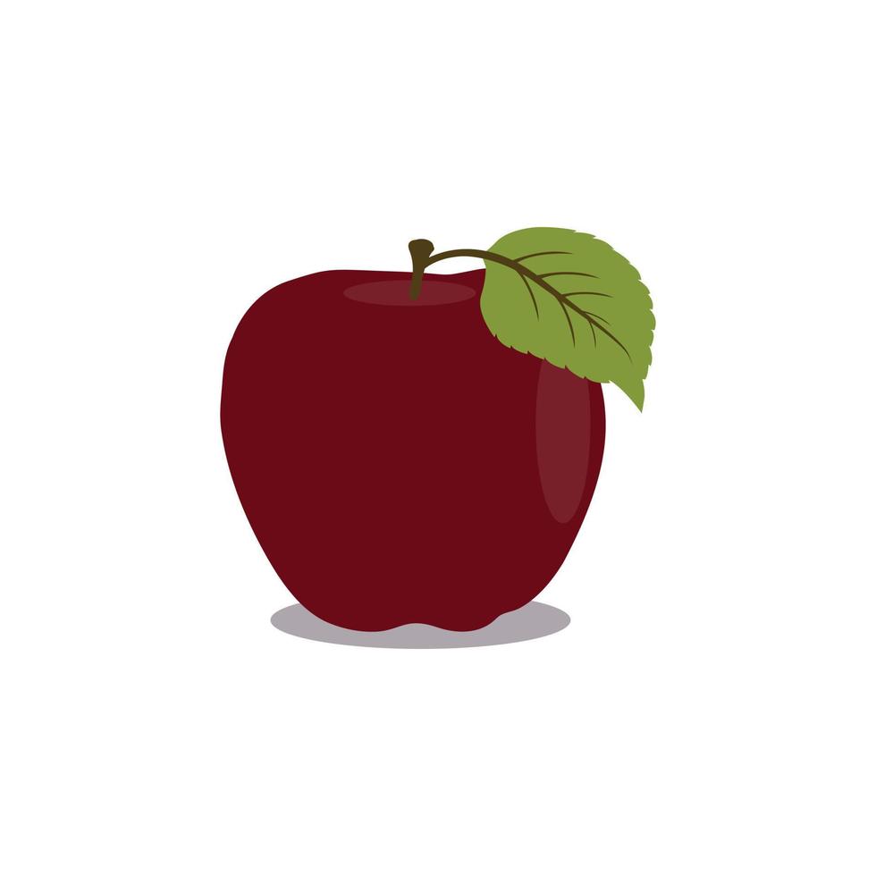 manzana roja con hoja vector