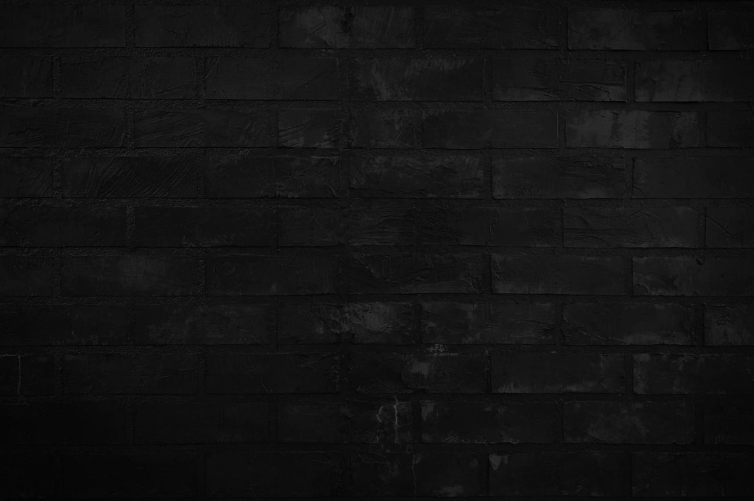 Old black brick wall texture for background with copy space for design. dark wallpaper photo