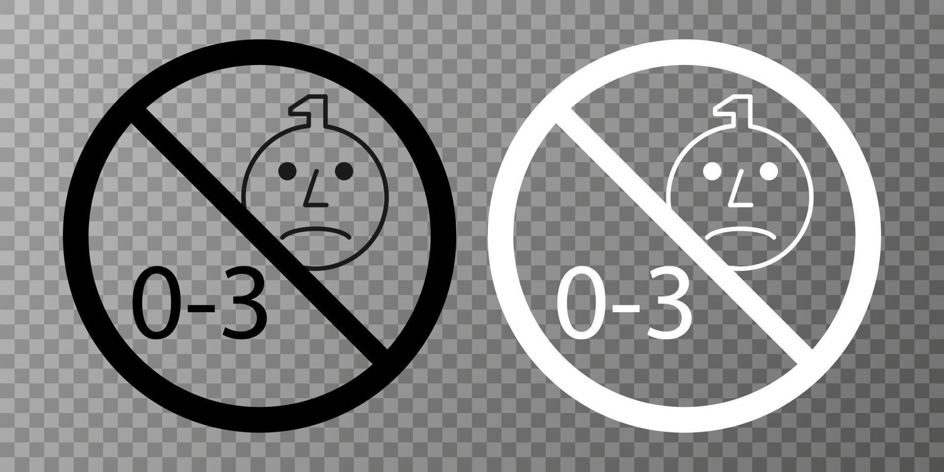Not for children under 3 years of age icon vector