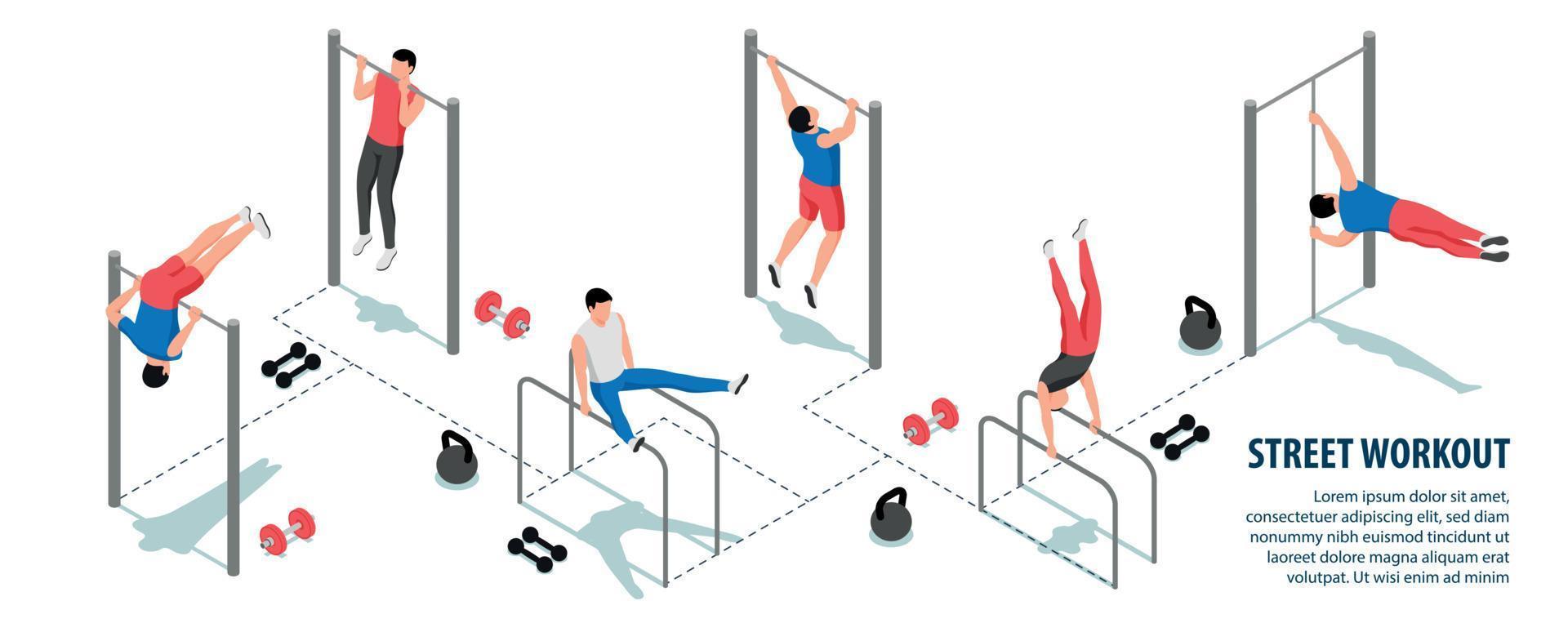 Isometric Workout Infographics vector