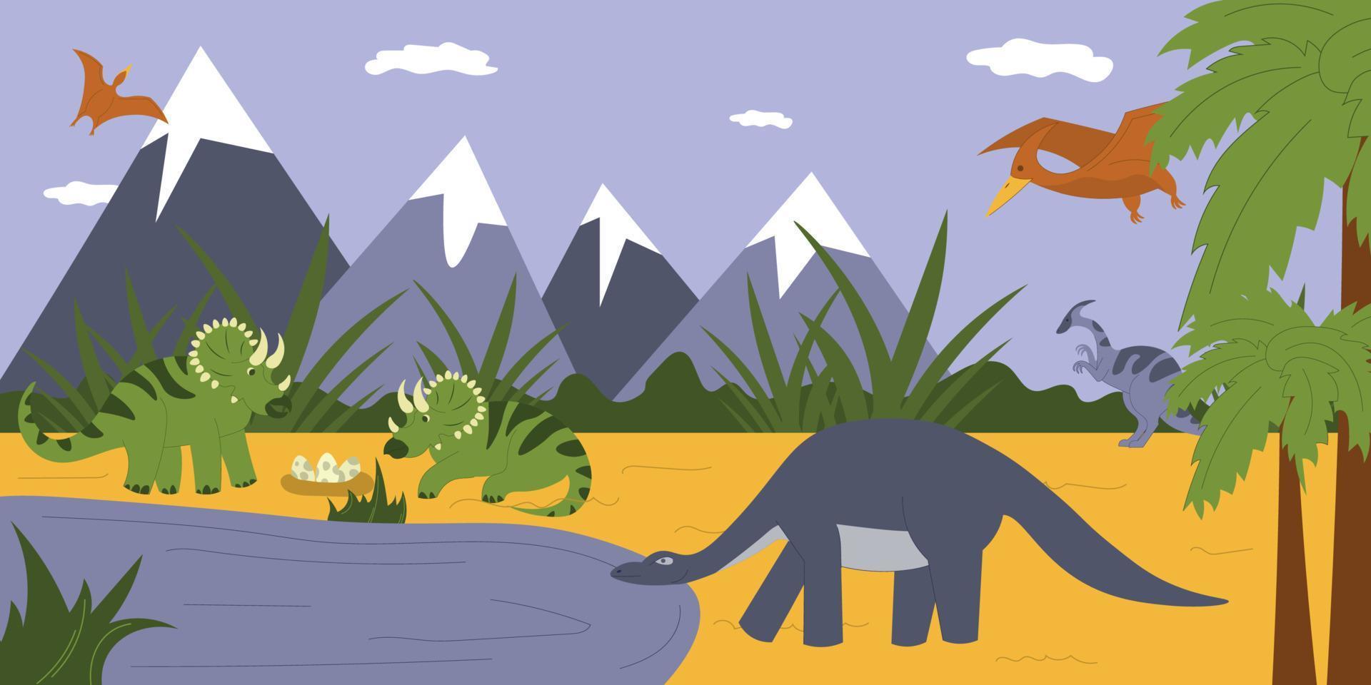 Dinosaur Flat Cartoon Illustration vector