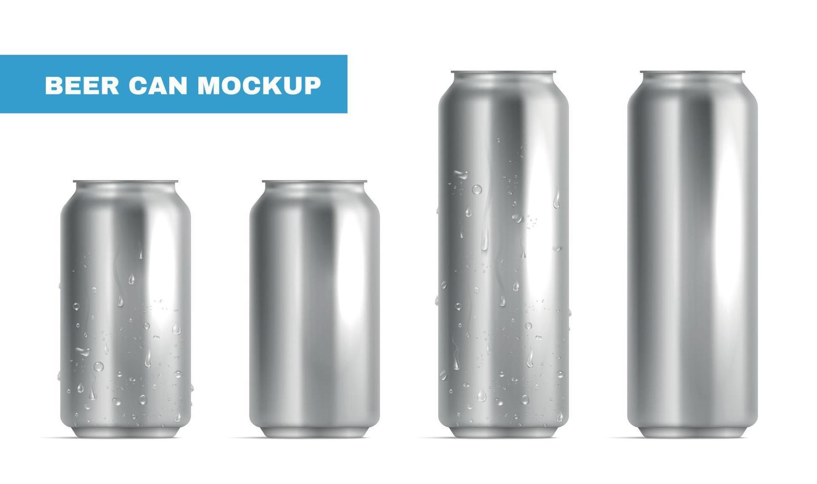 conjunto de iconos de maqueta de lata de cerveza realista vector