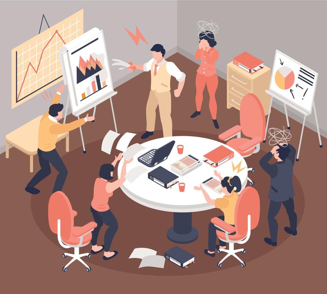Isometric Team Conflict Concept vector