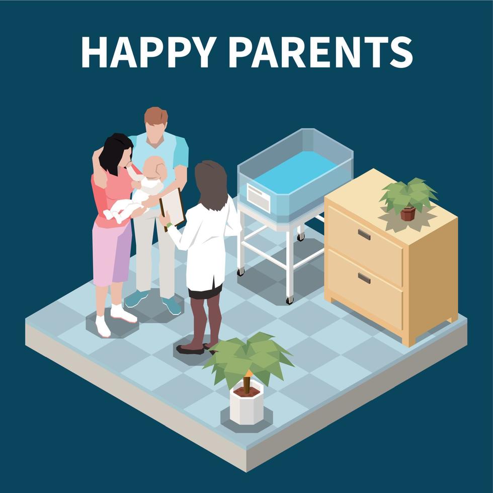 Happy Parents Isometric Background vector