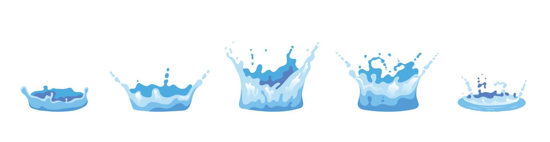 Pouring Water Splashes Flat Icon Set vector