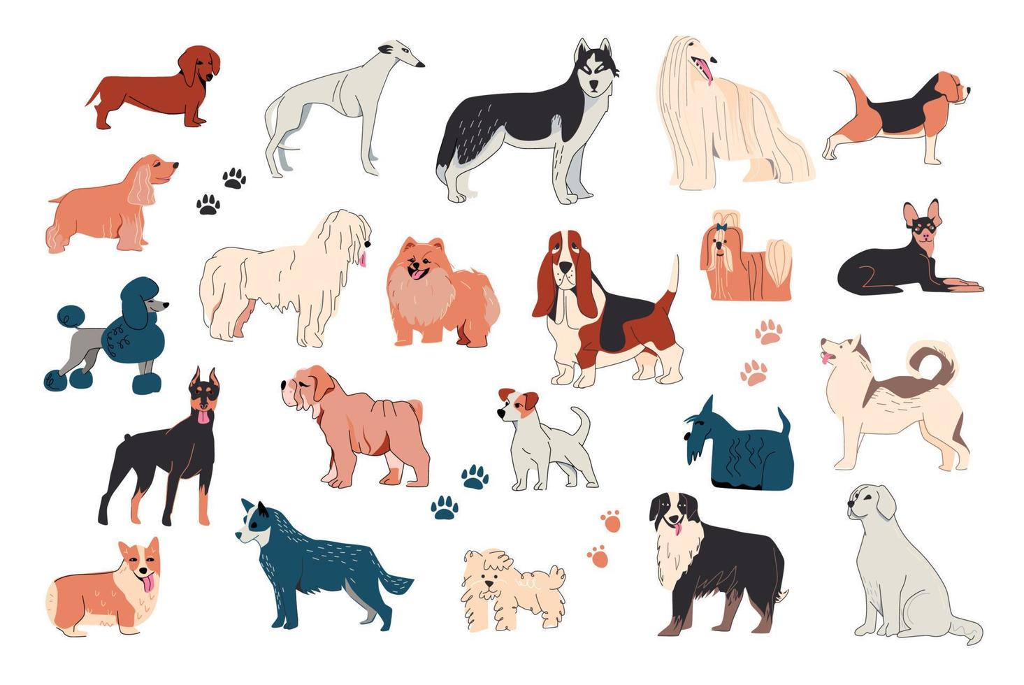 Drawing Dogs Icon Set vector