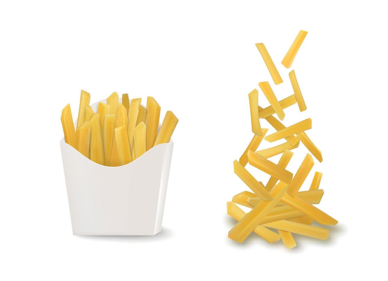 conjunto realista de papas fritas vector