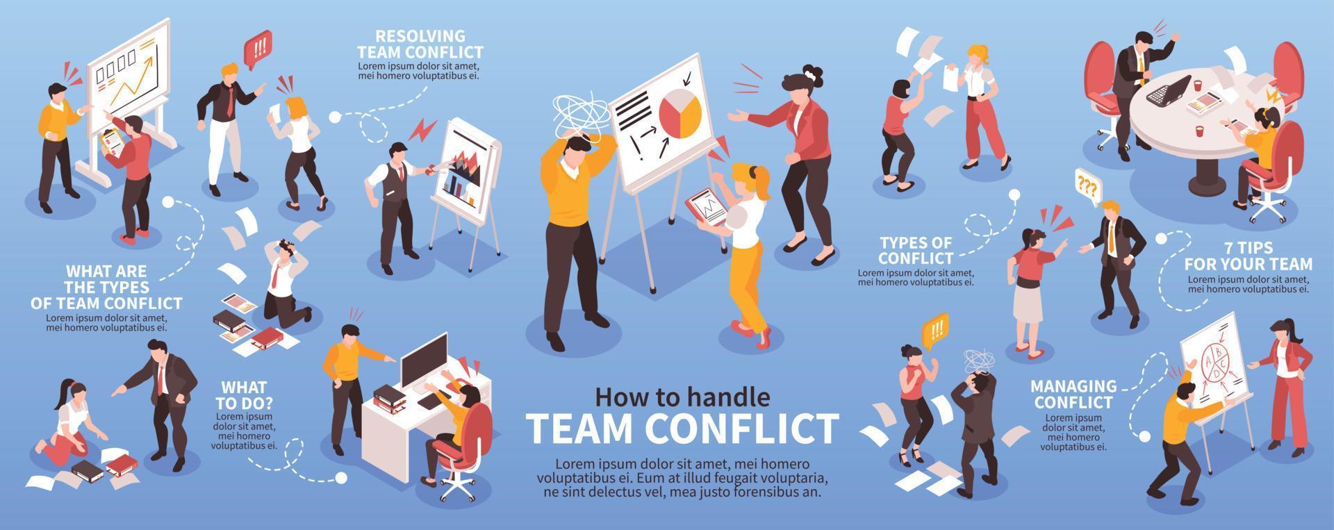 infografía de conflicto de equipo vector