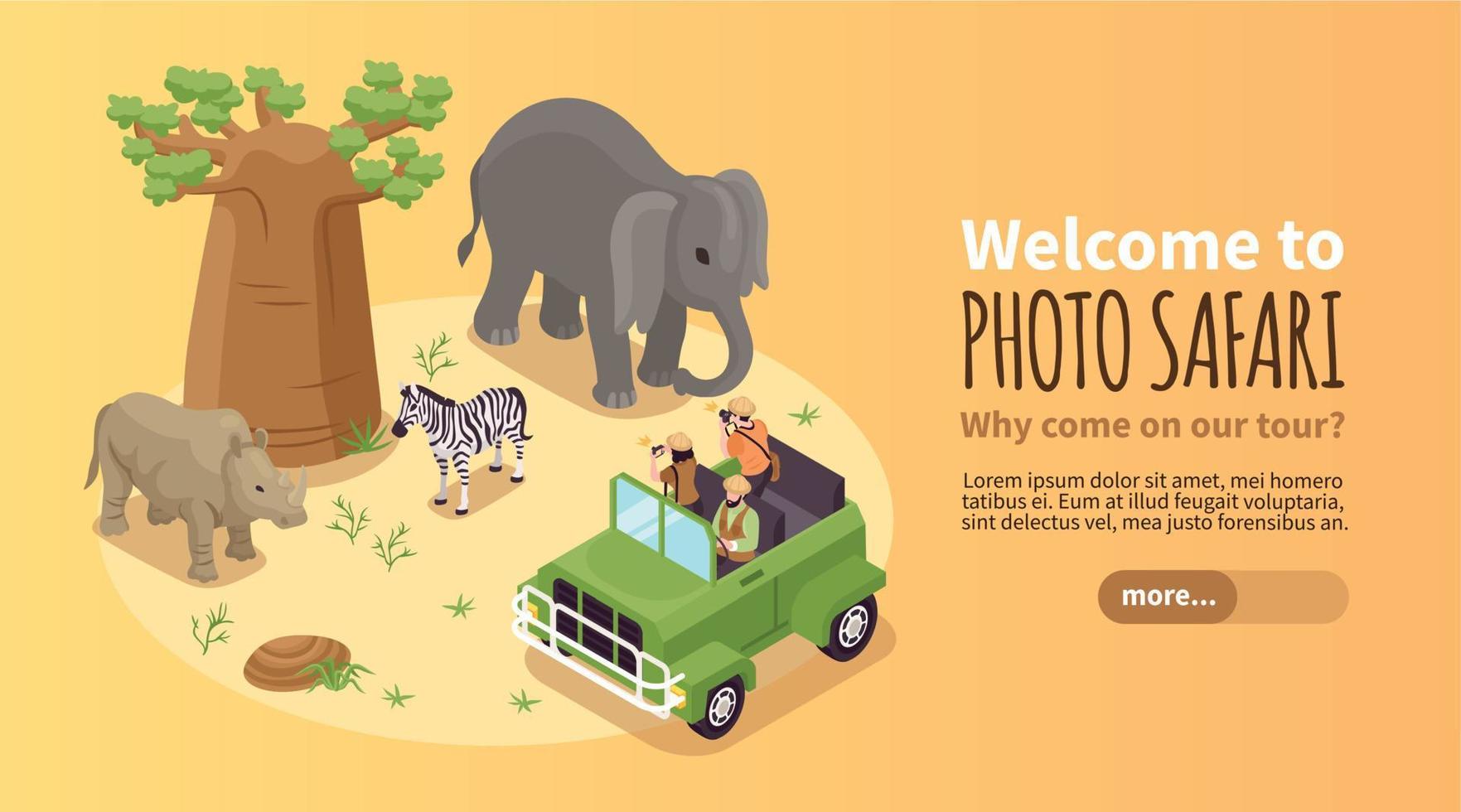 banner de safari fotográfico isométrico vector